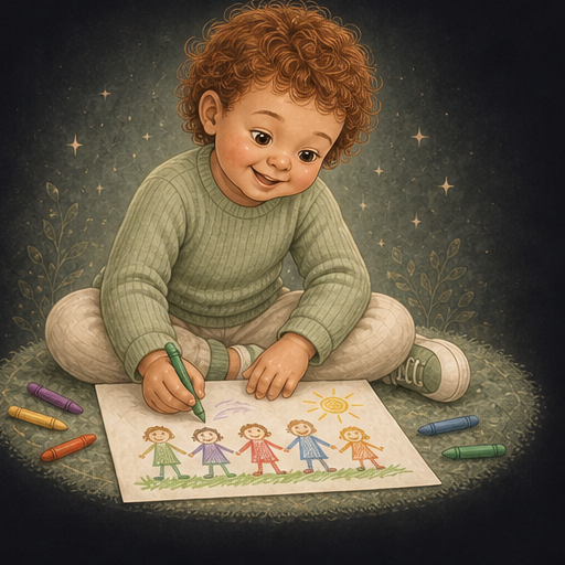 Storybook four-year-old avatar in imaginative play