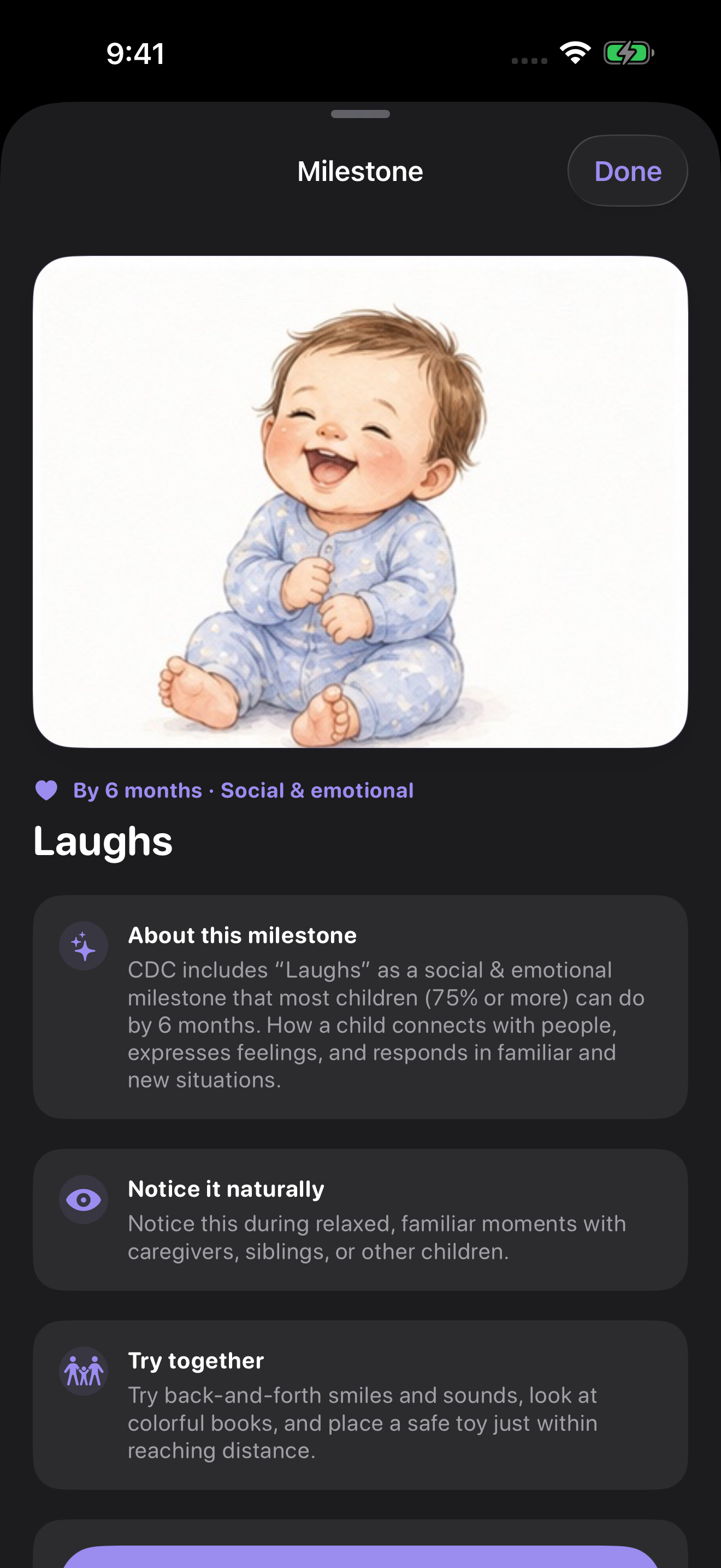 Illustrated detail for the Laughs milestone
