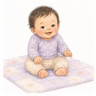 Nine-month-old baby sitting without support